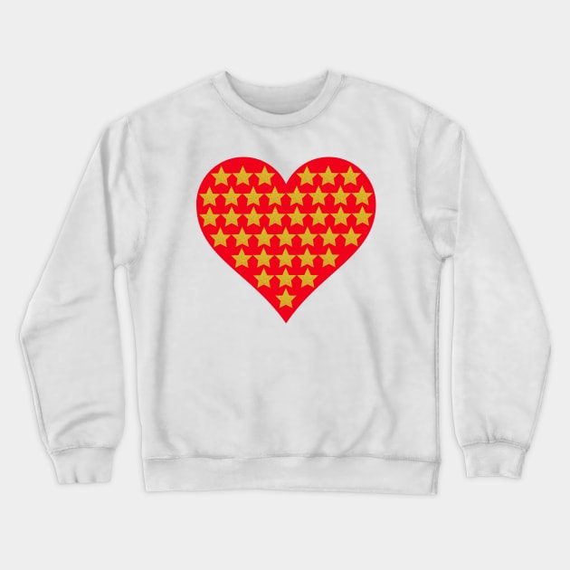 Little gold stars in red heart. Crewneck Sweatshirt by Nano-none